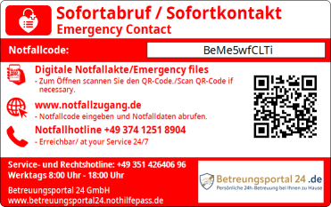 NotHilfePass Rückseite